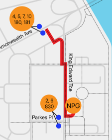 Map of public transport near the National Portrait gallery
