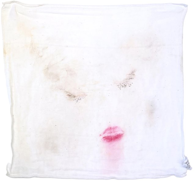 Self portrait on washcloth, 2024