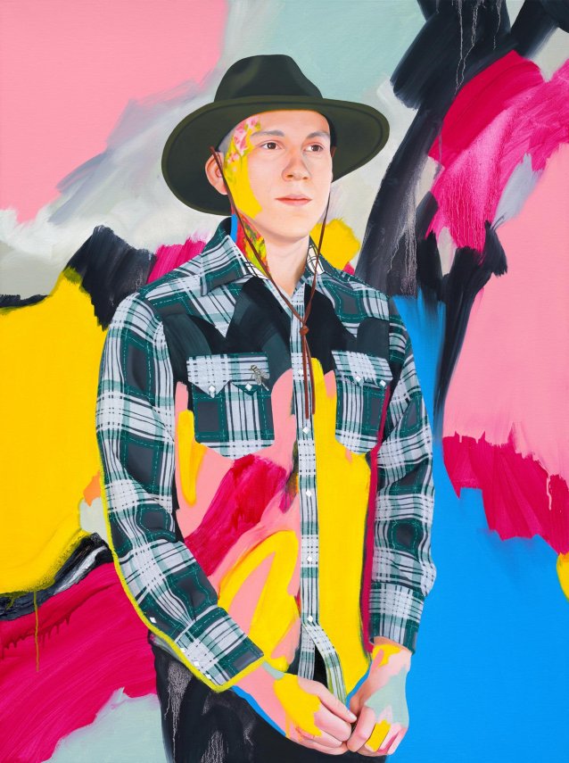 Brian with pink, blue and yellow, 2020 Kim Leutwyler
